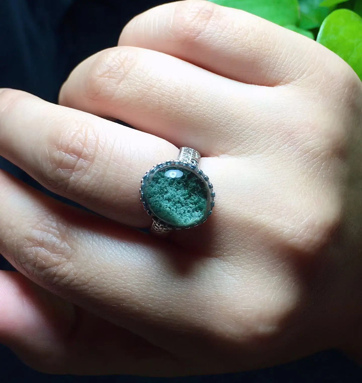 2. Vexaroa Green Phantom Ring 13mm Big Size Gold Tone Side View
