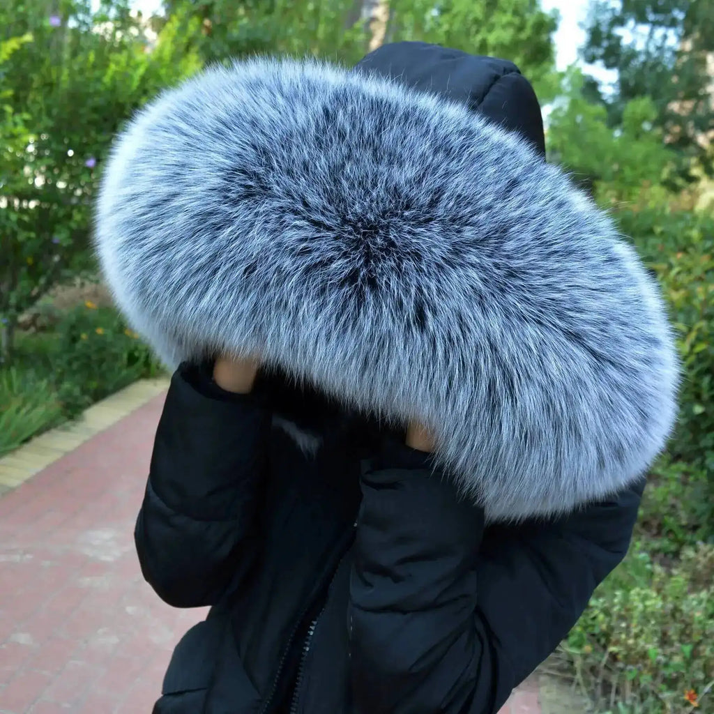 Vexaroa Super Large Real Fox Fur Collar – Women's Winter Scarf