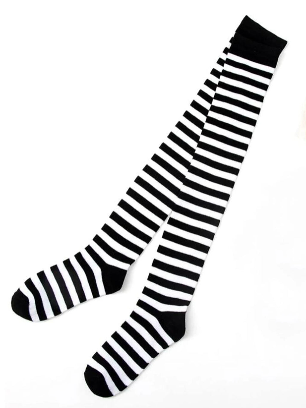 Vexaroa Fashion Over Knee Warm Slim Long Socks Black White