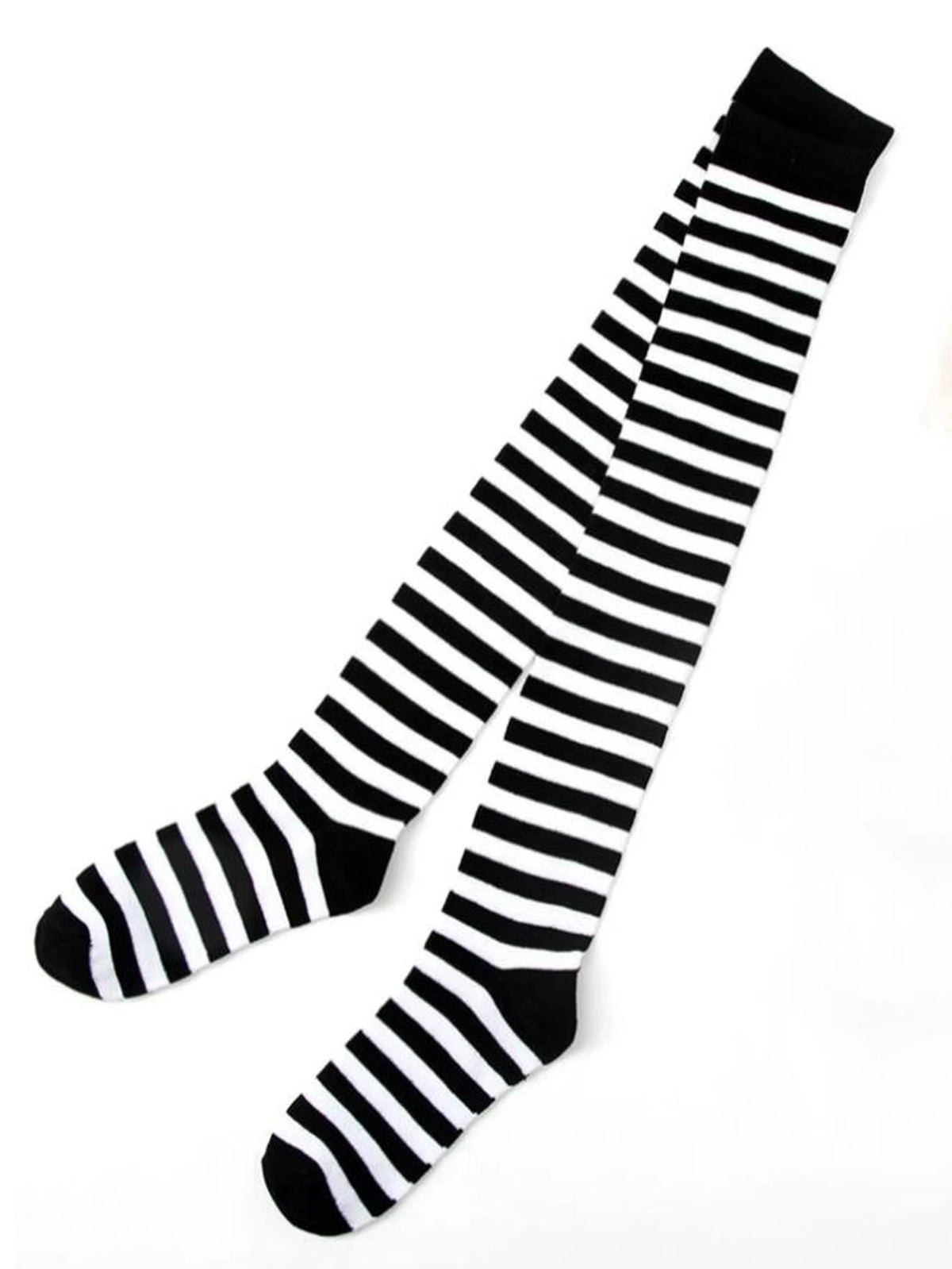Vexaroa Fashion Over Knee Warm Slim Long Socks Black White