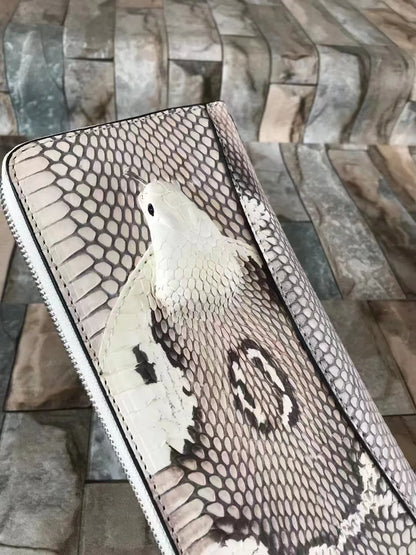 Vexaroa Snakeskin Leather Zipper Wallet Casual Unisex