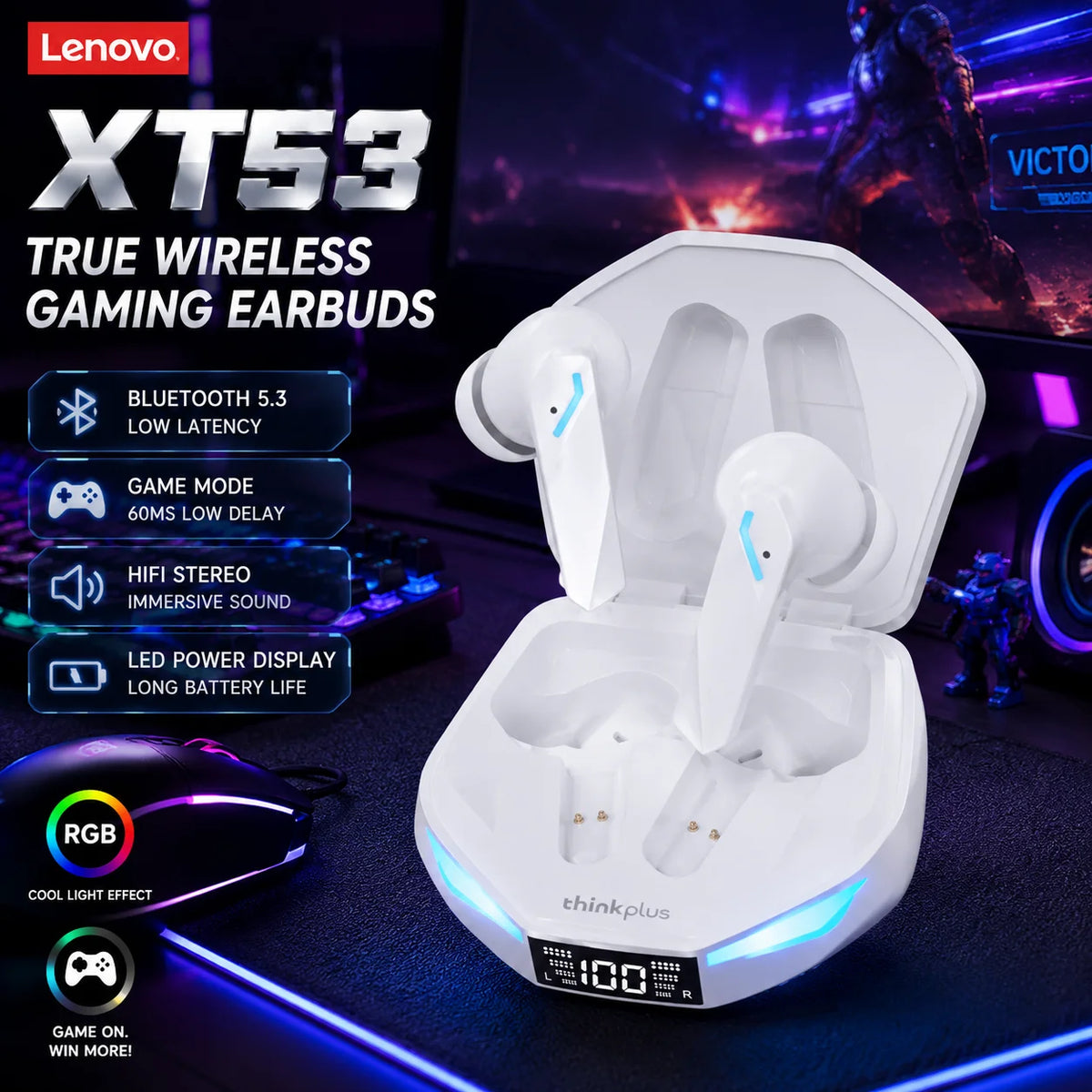 Vexaroa XT53 Bluetooth 5.3 Gaming Earbuds Low Latency