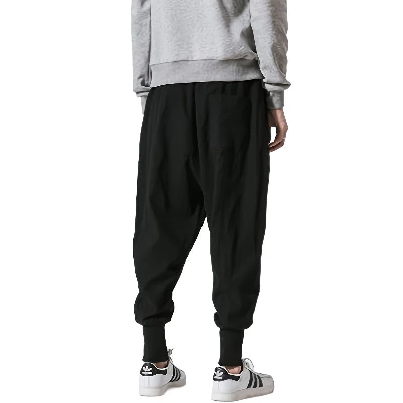 FGKKS Men Pants Brand New Chinese Style Wide Leg Jeans Cotton Sweatpants Quality Comfortable Man Sportswear Male Trousers