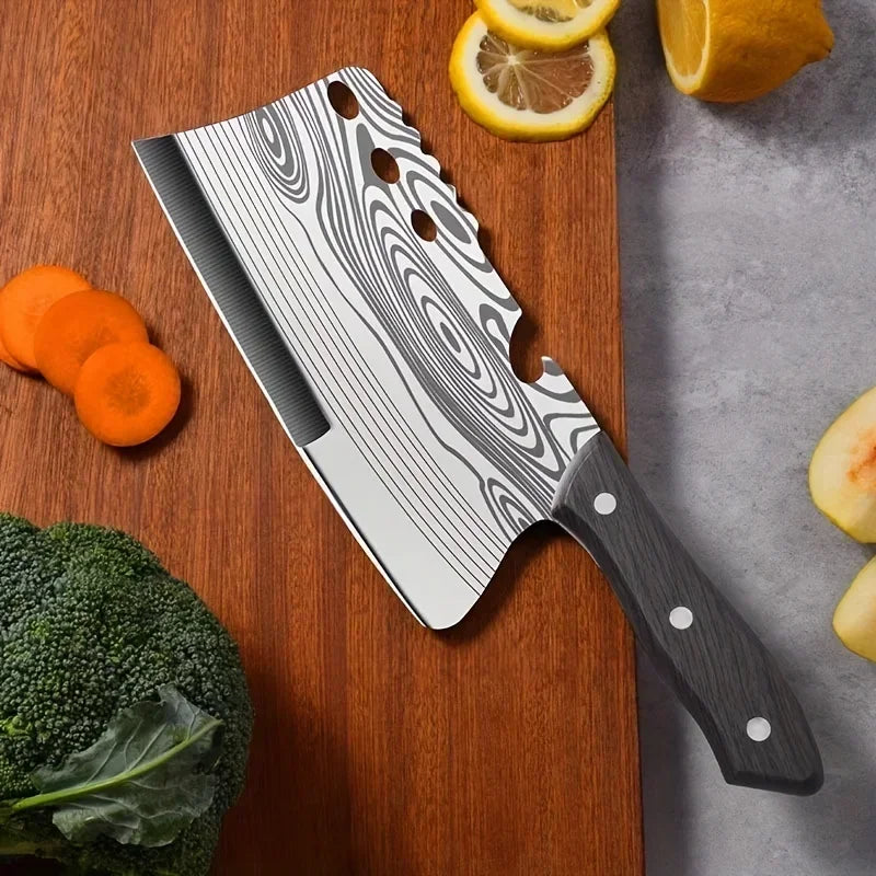 CMGF Damascus Pattern Kitchen Knife Stainless Steel Quick Meat Cleaver Household Kitchen Sharp Chopping Bone Knife
