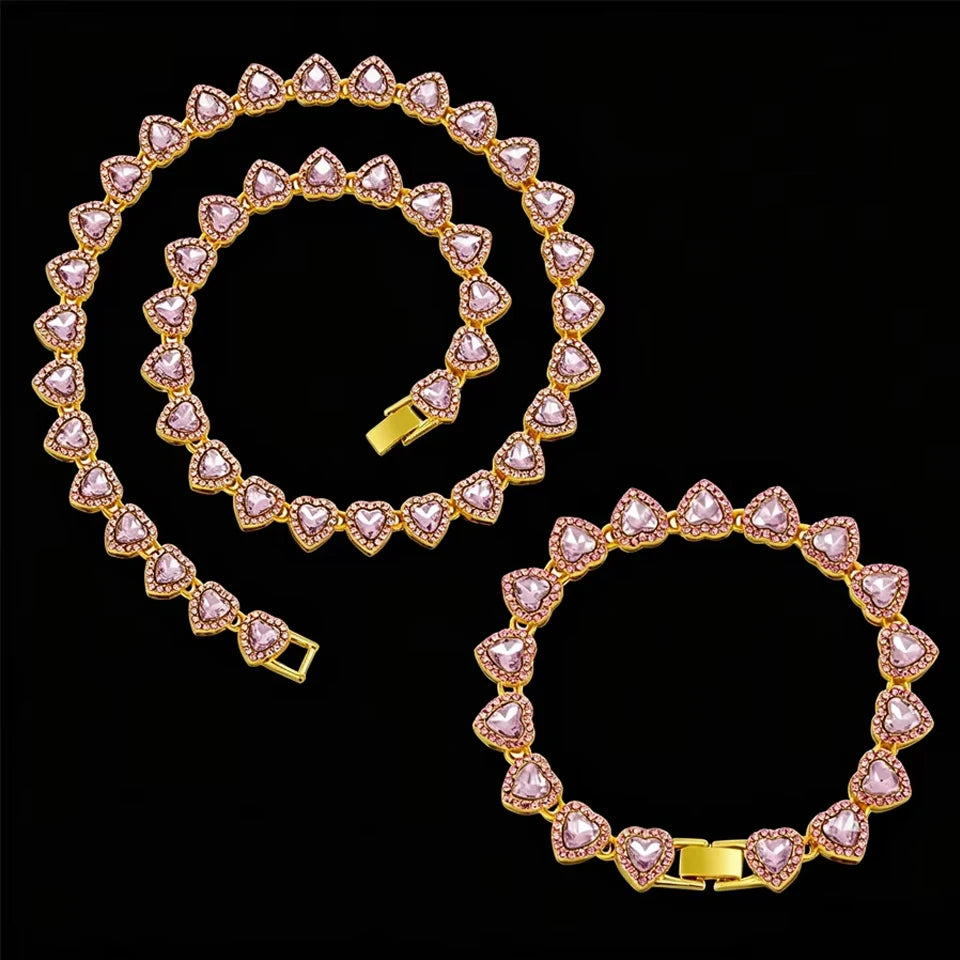 Vexaroa Heart Rhinestone Tennis Chain Jewelry Set — Vexaroa product image 28