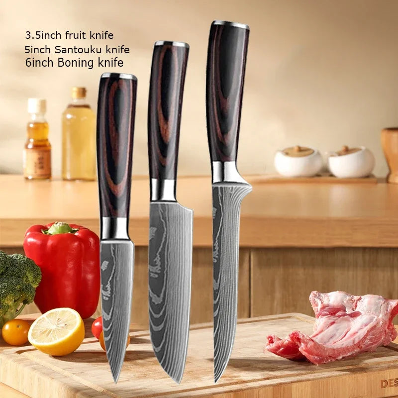 Vexaroa Professional Japanese Kitchen Knife Set with Covers