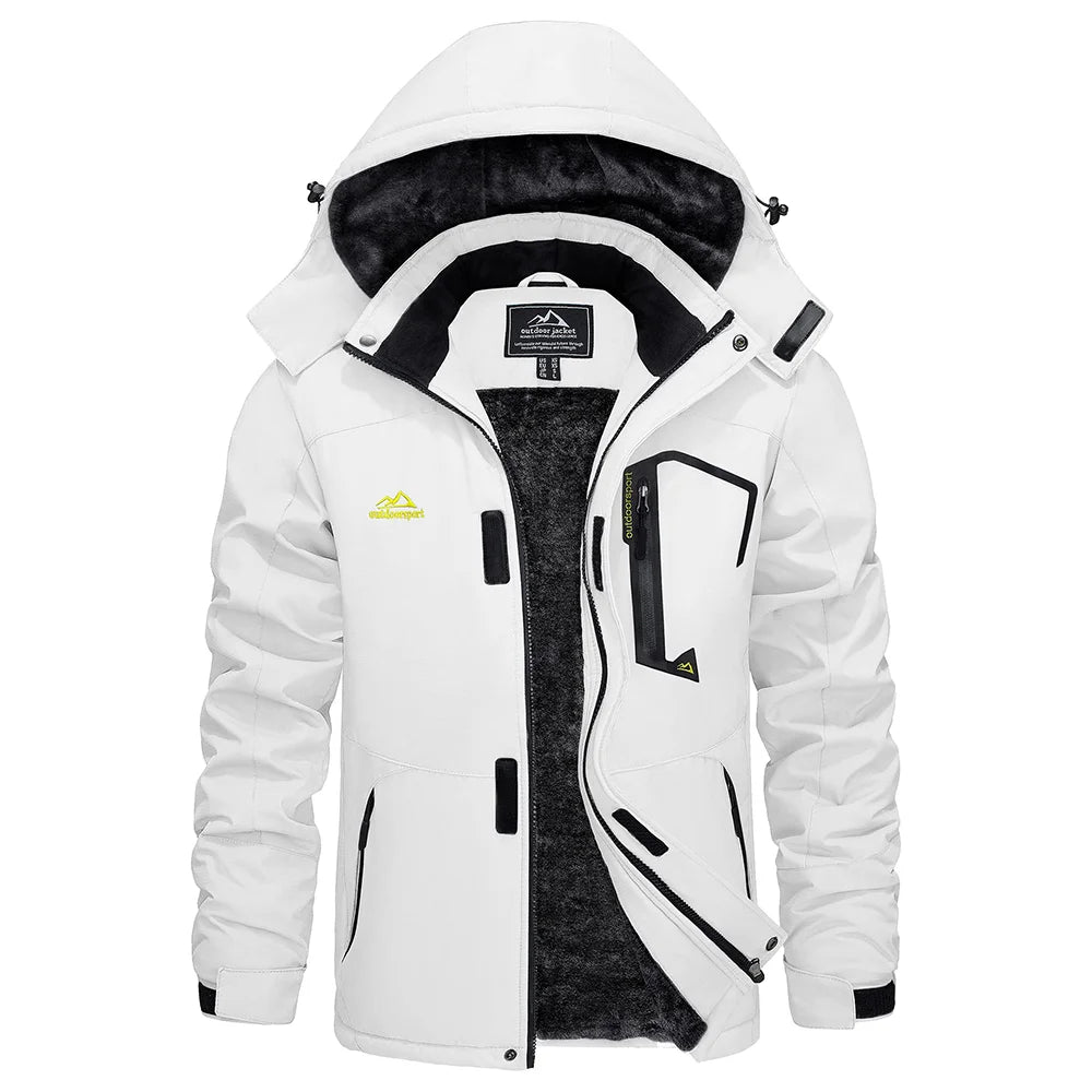 KEFITEVD Men's Winter Ski Jacket Waterproof Warm Thick Fleece Hiking Jackets Raincoats Snow Jacket Coats Windbreaker Man Parka