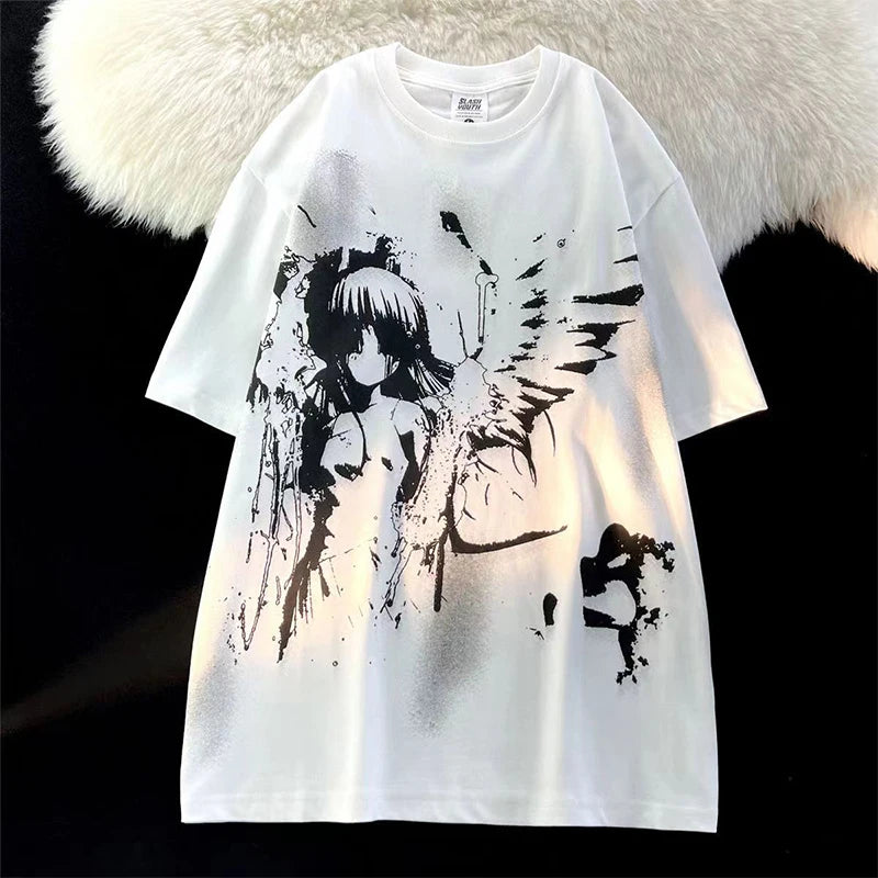 Vexaroa Womens Retro Angel Oversized T-Shirt product photo, view 2