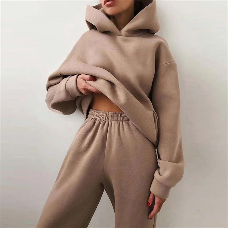 Vexaroa Women's Oversized Warm Hoodie & Long Pants Tracksuit Set