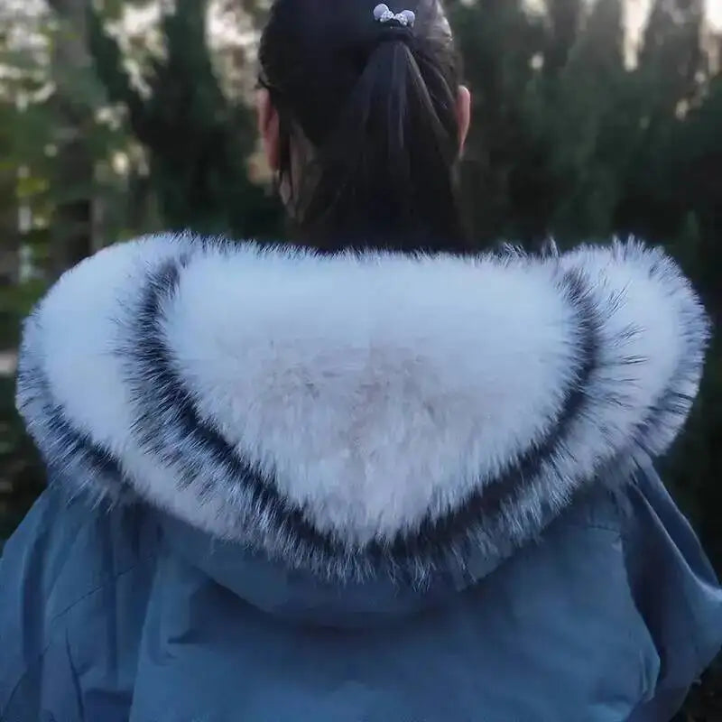 Vexaroa Super Large Real Fox Fur Collar – Women's Winter Scarf