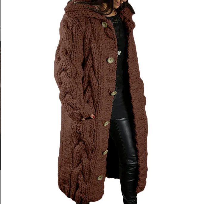 Fashion Solid Knit Cardigan For Women Casual Long Sleeve Turn-down Collar Button Sweater Coat Tops Lady Office Womens Clothing