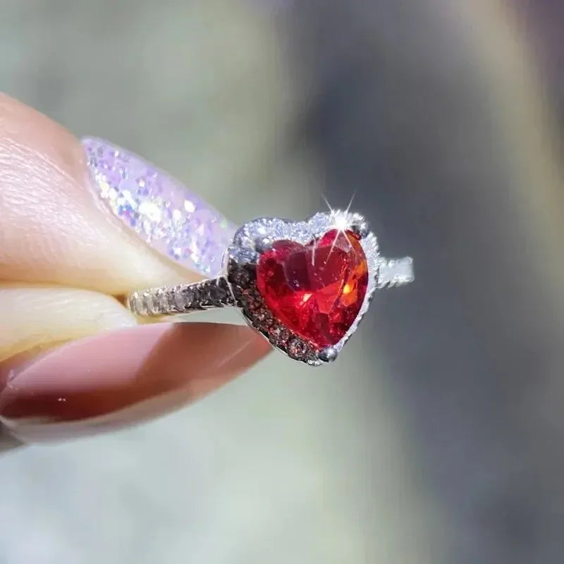 Vexaroa Heart CZ Engagement Ring with Red or White Stone — Vexaroa product image 2