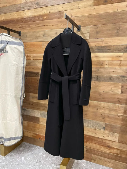 Vexaroa Women's Double-Faced Wool Coat, Slim-Fit Cashmere Overcoat