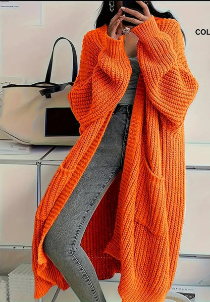 2026 Autumn Winter New Style Knitted Cardigan Women Casual Loose Fit Long Sleeve Chunky Sweater Coat Elegant Outwear for Daily W
