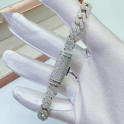 8mm Moissanite Cuban Link Bracelet in 925 Sterling Silver | Vexaroa.