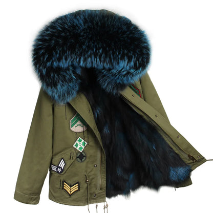 Winter Jackets For Women's Jacket Natural Real Fur Coat Fox Fur Collar Inner Fur Parkas Female Cold Coat