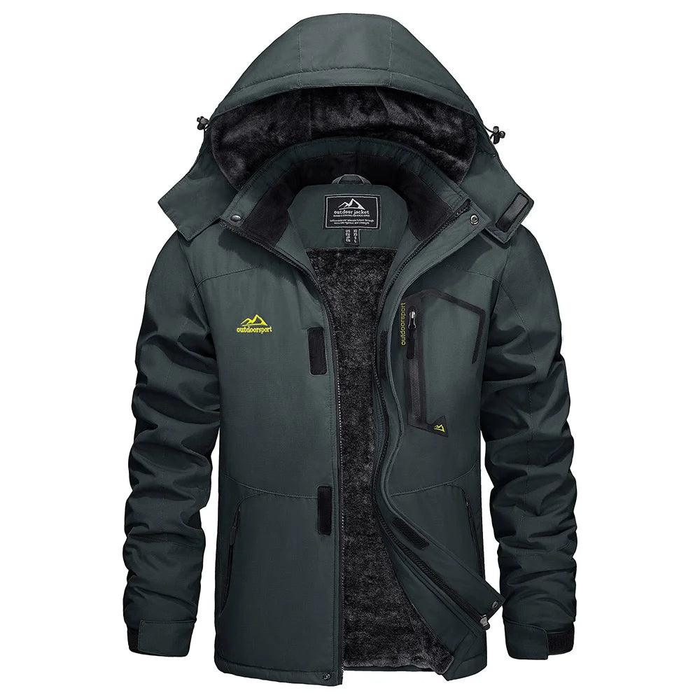 KEFITEVD Men's Winter Ski Jacket Waterproof Warm Thick Fleece Hiking Jackets Raincoats Snow Jacket Coats Windbreaker Man Parka