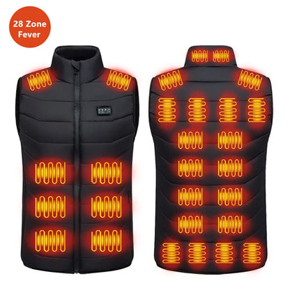 Quality Loose Casual Stand Up Collar Winter 28 Zone Intelligent Heating Vest Men'S Women'S Warm Electric Clip Coat (No Power Bank)