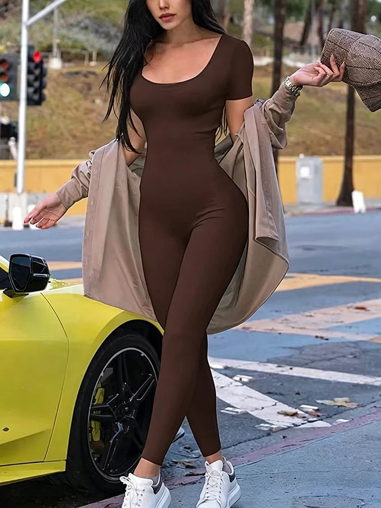 Vexaroa Bodycon Jumpsuit Romper – Short Sleeve