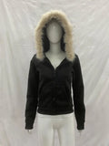 Vexaroa Women's Gothic Zip Hoodie with Fur-Trim Collar