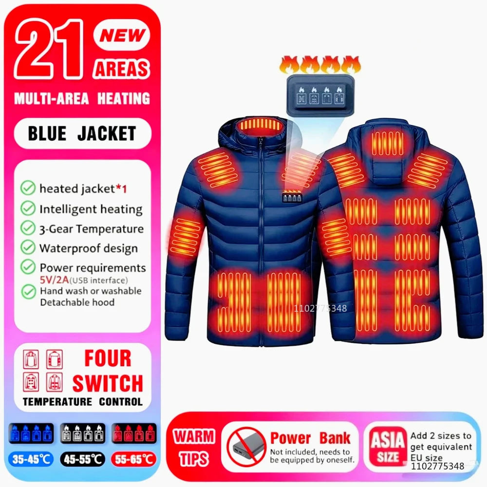 Vexaroa Heated Jacket Men Women Winter Self-Heating Down Coat