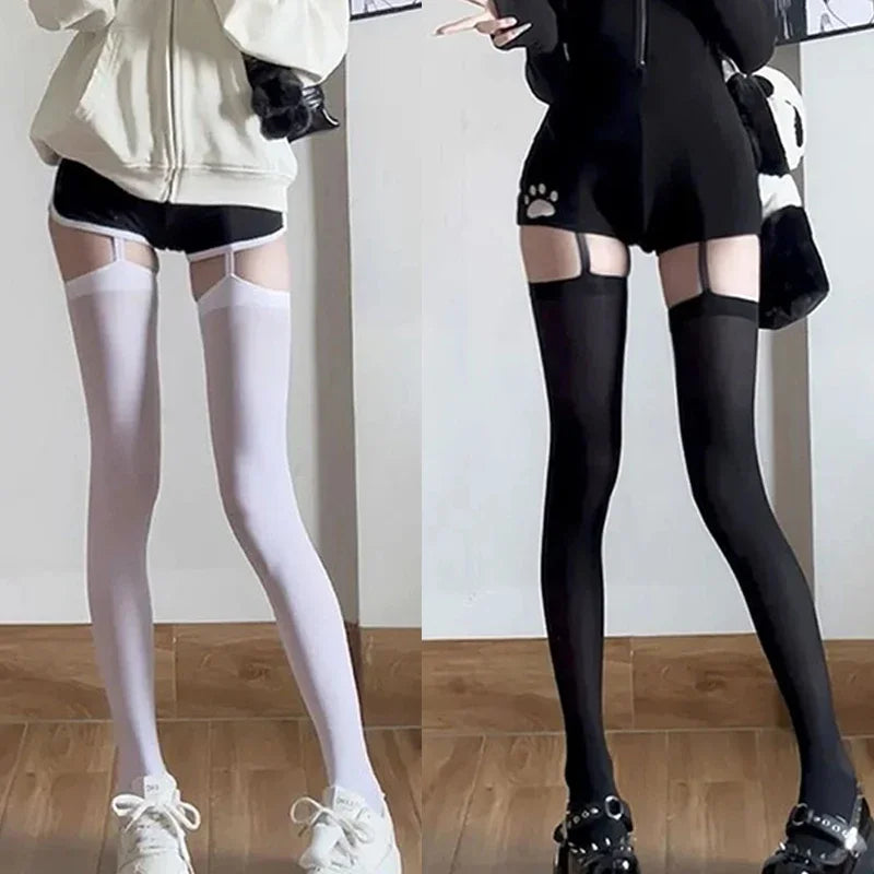 Vexaroa Velvet Lolita Suspender Thigh High Socks Irregular