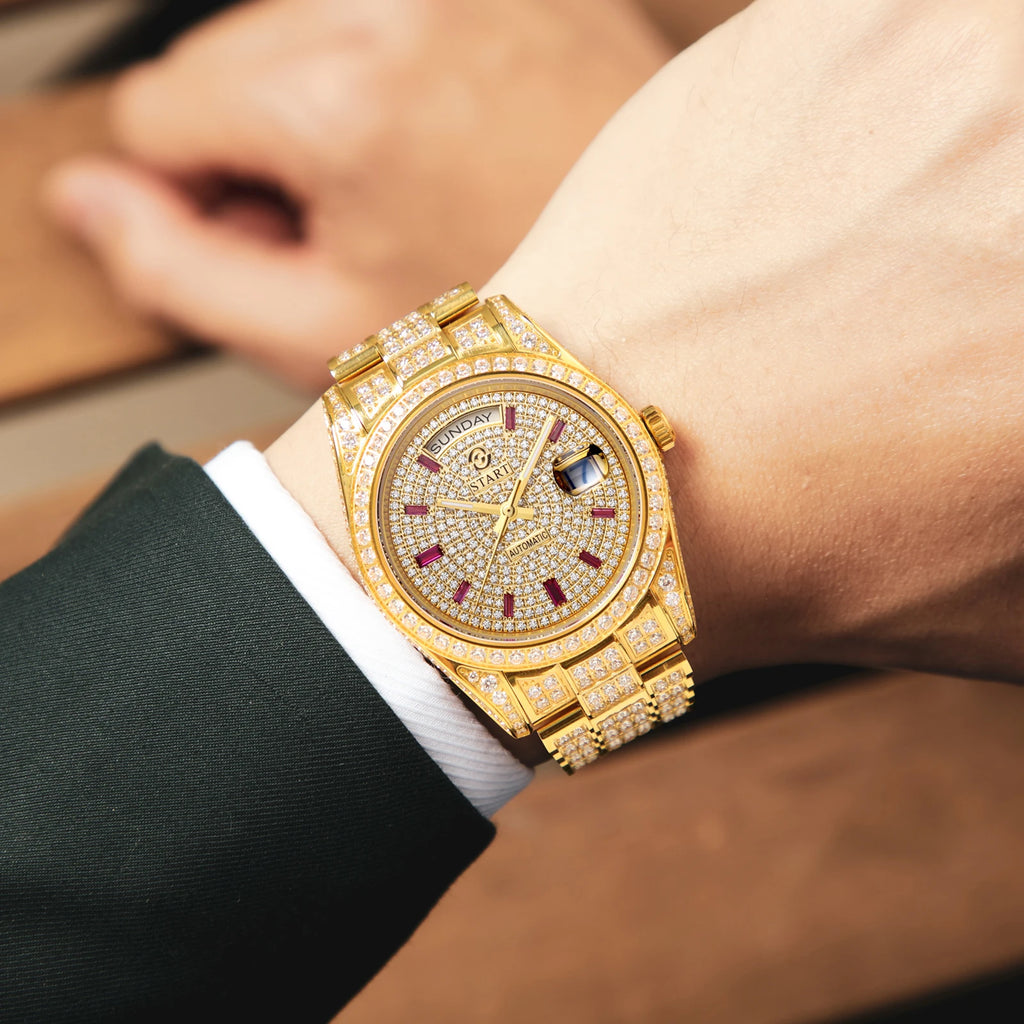 Vexaroa Men's Swiss Automatic Diamond Watch | Date & Week