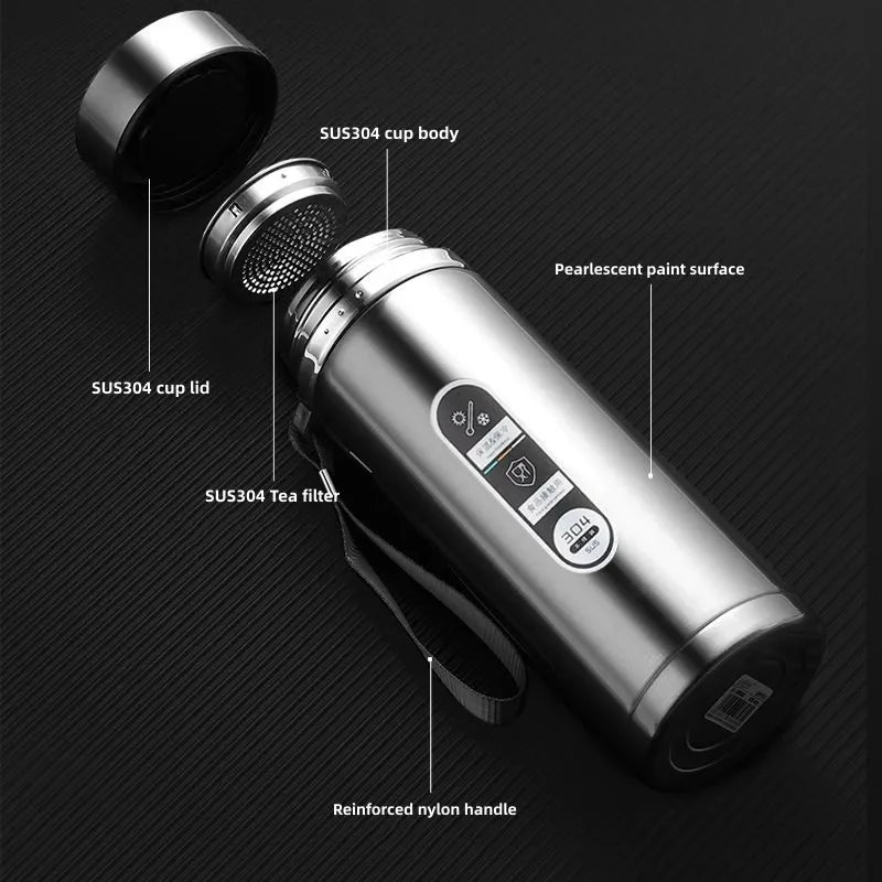 Vexaroa stainless steel thermos bottle with LED temperature display – product view 3