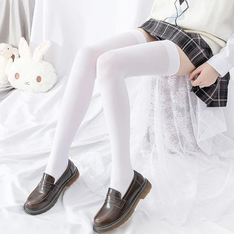 Vexaroa White Velvet Over Knee Socks Anti-Slip Thigh High