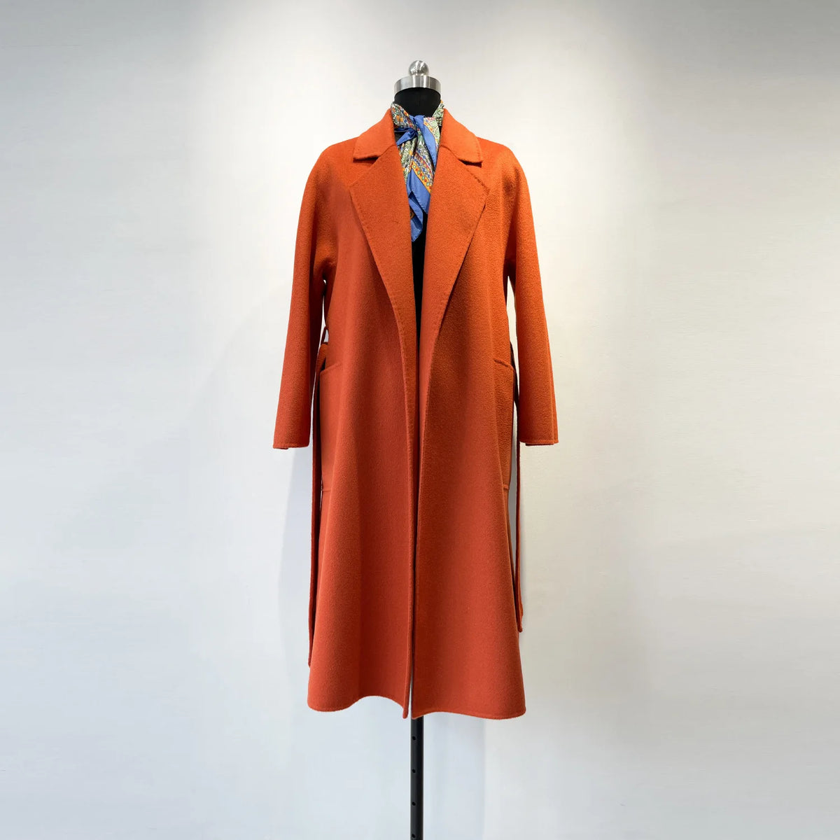 Women's Long Water Ripple Double-Faced Wool Wrap Coat at Vexaroa