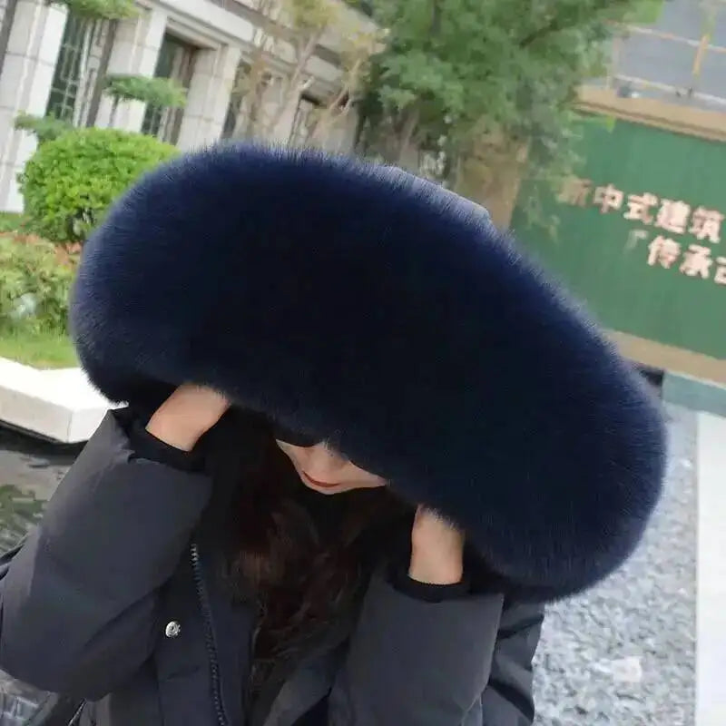 Vexaroa Super Large Real Fox Fur Collar – Women's Winter Scarf