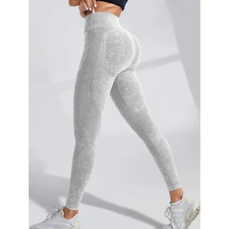 Vexaroa High Waist Hip Lift Sand Wash Yoga Leggings Gym