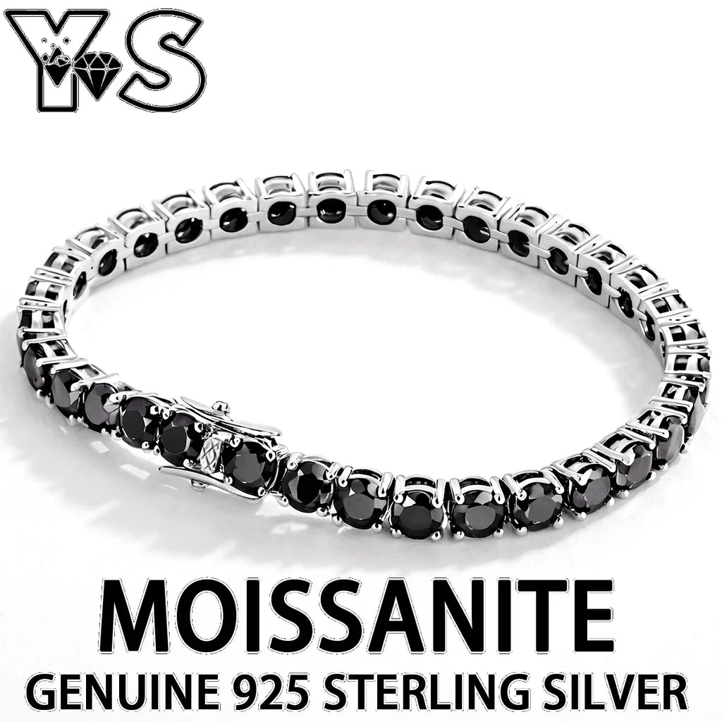 S925 Sterling Silver Black Moissanite Tennis Bracelet Full Paved Vexaroa — product image