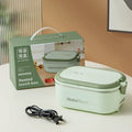 304 Stainless Steel Electric Lunch Box Constant Temperature Heated Lunch Box Plug-in 1.2L Double Chamber Water-Free Lunch Box