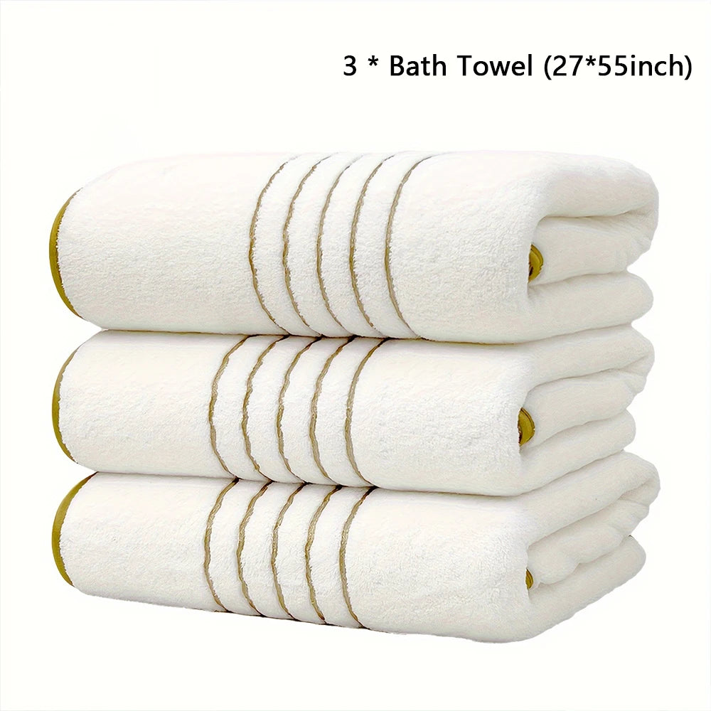 Vexaroa Soft Bath Towel Set with Gold Accents