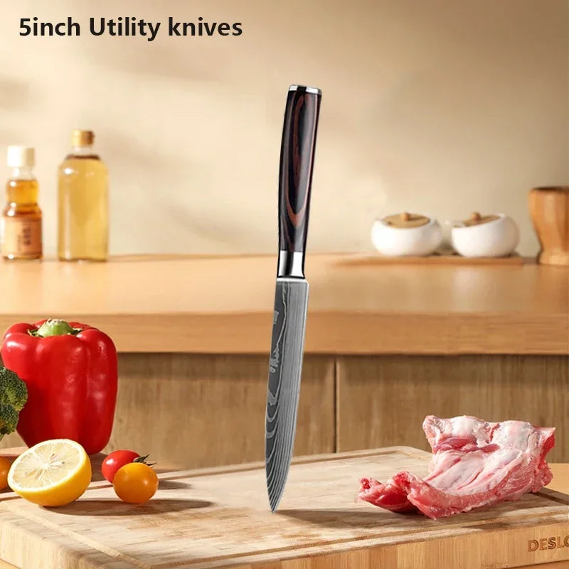 Vexaroa Professional Japanese Kitchen Knife Set with Covers