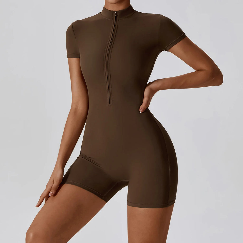 Vexaroa Women's Yoga Zipper Jumpsuit Long Sleeve Gym Fitness