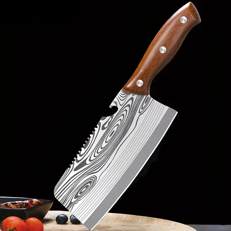 Vexaroa Damascus-Pattern Stainless Steel Cleaver product photo, view 2
