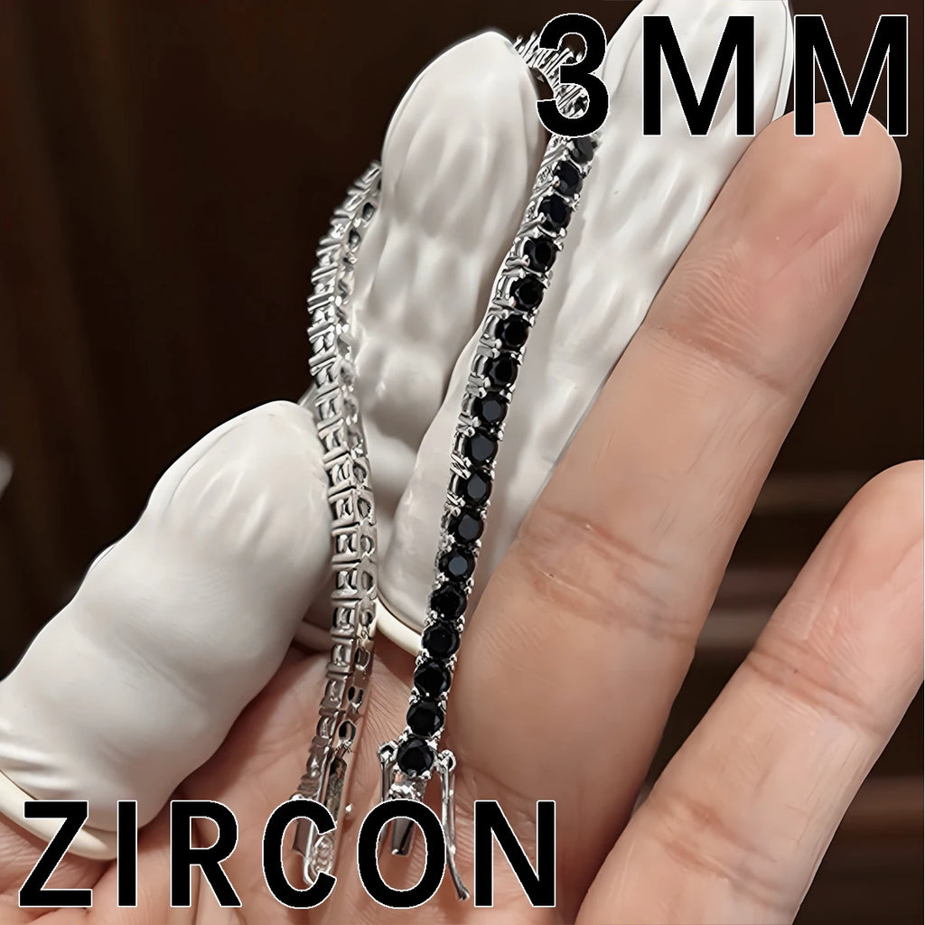 S925 Sterling Silver Black Moissanite Tennis Bracelet Full Paved Vexaroa