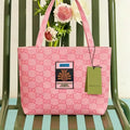 Canvas Tote Bag 35x38cm Pink Gray Denim | Vexaro
