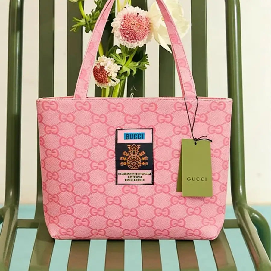 Canvas Tote Bag 35x38cm Pink Gray Denim | Vexaro