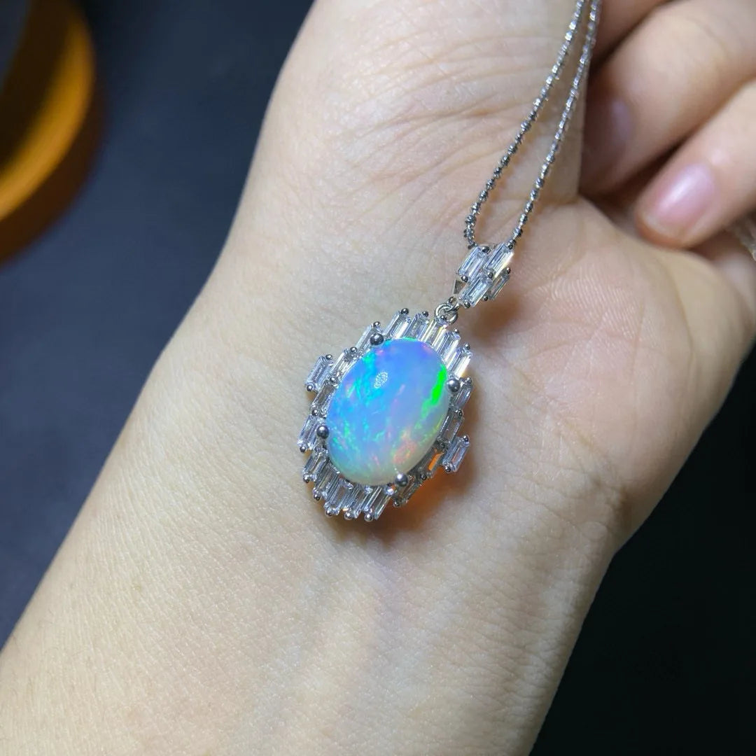 Vexaroa Natural Opal Pendant Necklace – 10x14mm Fire Opal