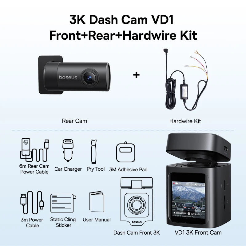 Vexaroa 3K Dual Dash Cam with GPS and WiFi – product view 7