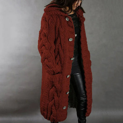 Fashion Solid Knit Cardigan For Women Casual Long Sleeve Turn-down Collar Button Sweater Coat Tops Lady Office Womens Clothing