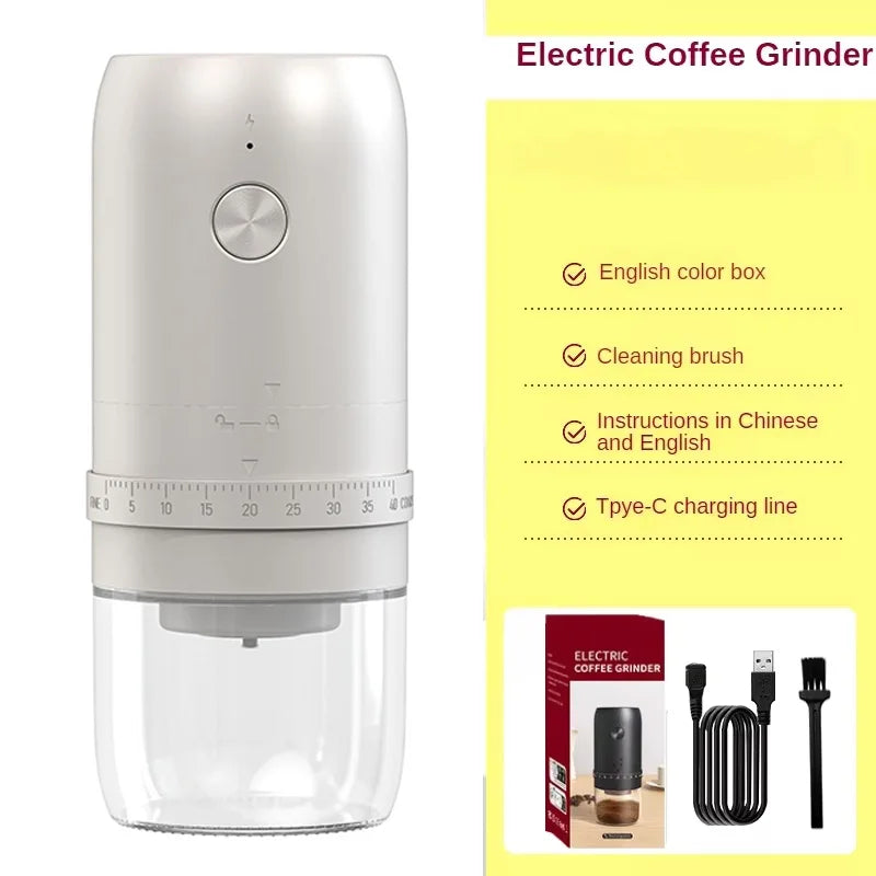 Coffee Grinders for Home Use Portable Burr Coffee Bean Grinder Electric with Cleaning Brush10 Cups Per Charge,Grinder for Travel
