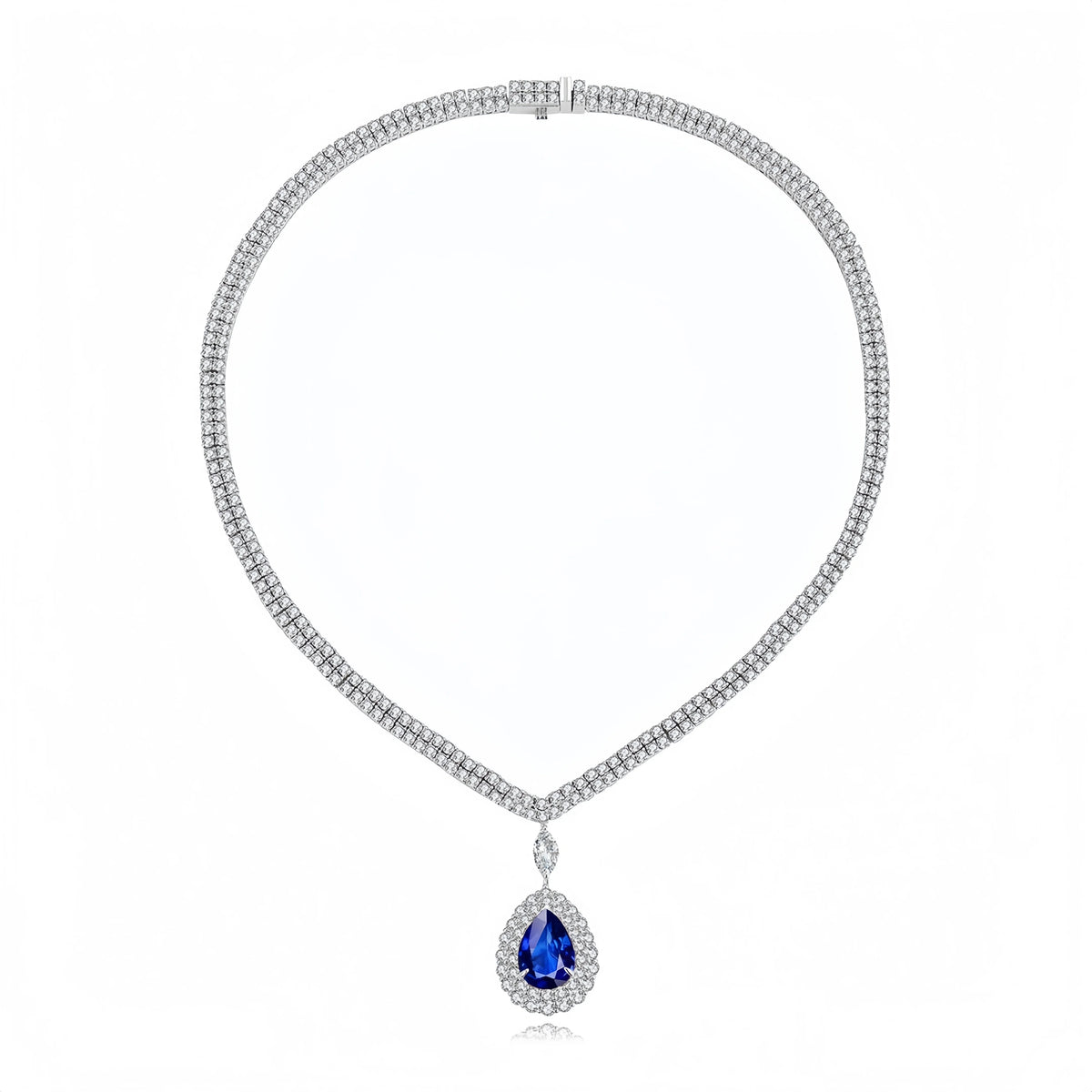 Vexaro Lab Ruby Emerald Sapphire Necklace 925 Silver | Vexaro