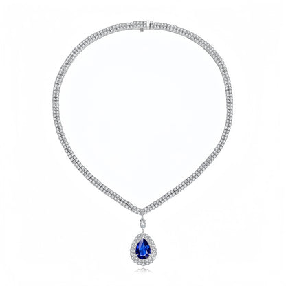 Vexaro Lab Ruby Emerald Sapphire Necklace 925 Silver | Vexaro