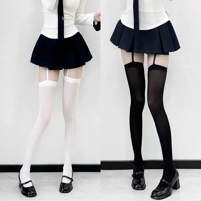 Vexaroa Velvet Lolita Suspender Thigh High Socks Irregular