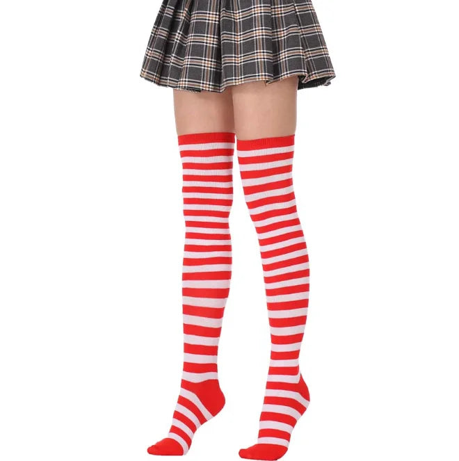 Vexaroa Fashion Over Knee Warm Slim Long Socks Black White