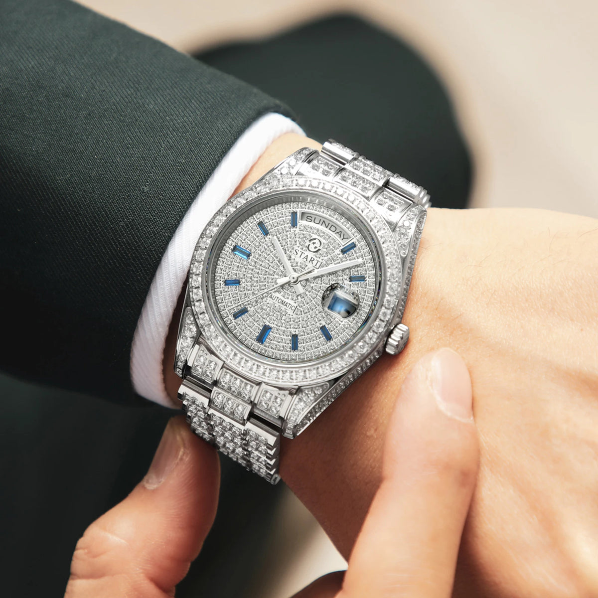 Vexaroa Men's Swiss Automatic Diamond Watch | Date & Week — product image